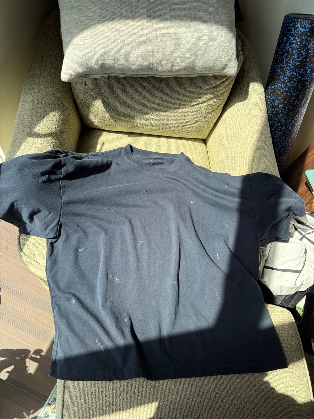 Jacquemus Nike Navy Short-Sleeve Tee with Subtle Micro Print